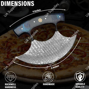 Couteau Ulu d'Alaska personnalisé haut de gamme, lame en acier Damas forgé, vente en gros OBM/OEM, qualité industrielle supérieure pour la découpe de viande UA - Product Image 3