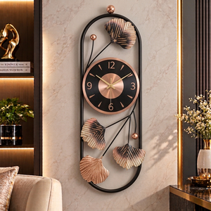 Horloge murale en or rose de luxe Falah International, sculpture murale en forme de feuille, horloge murale moderne à quartz, décoration intérieure, utilisation dans les hôtels, les halls et les chambres - Product Image 5