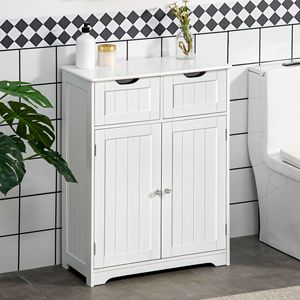 Mobiletto Moderno Autoportante in PVC per Bagno con 2 Cassetti e Ripiano Regolabile per Ingresso e Soggiorno W - Product Image 2