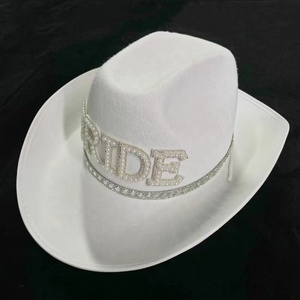 White Elegant Rhinestone <strong>Bride</strong> <strong>Cowgirl</strong> <strong>Hat</strong> - Product Image 6