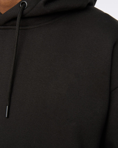 Sweat-shirt à capuche en molleton noir pour homme, coupe classique, couleur unie, décontracté, pour l'automne, 100 % coton, teinture unie, sérigraphie, coupe-vent - Product Image 4