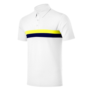 Men's <b>Orange</b> Short Sleeve <b>Polo</b> Shirt With White And Navy Stripes Knitted Casual Button Design Regular Fit - Product Image 4