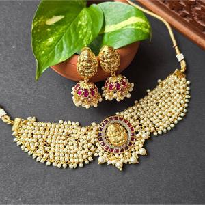 10K Gold Plated Natural Pearl Choker Necklace-AA Grade Freshwater Edison Pearl - Product Image 1