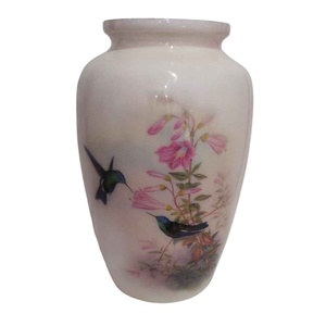 Urne funéraire pour cendres humaines, colibri blanc |   Souvenir commémoratif floral rose |   Urne funéraire pour adultes |   Élégant - Product Image 1