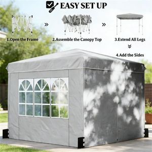 Tenda Parasole Portatile Grigio Chiaro, Gazebo Pratico per Esterni, Riparo dal Sole - Product Image 2