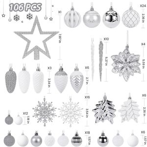 Juego de 106 Adornos Navideños de Plástico Irrompible, Bolas de Colores para Decoración de Árboles de Navidad, Adornos para Fiestas y Bodas - Product Image 5