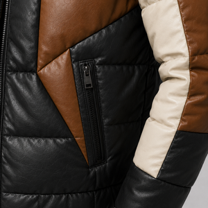 Blouson moto homme en cuir véritable marron coupe ajustée coupe-vent et imperméable style streetwear avec logo frontal personnalisé fabricant - Product Image 4