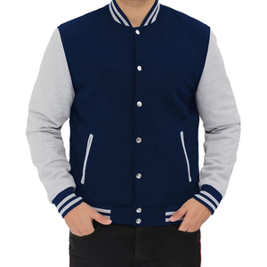 Chaqueta de Béisbol Varsity para Hombre, de Lana/Poliéster, con Cuello Alto, Bordado, Estilo Urbano, Logotipo Frontal, Ligera, Informal, para Otoño - Product Image 1