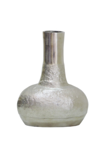 Decorative Metal Flower <b>Vase</b>, Rustic Distressed Finish, <b>Unique</b> Modern Home Decor Planter for Tabletop & Living Room Styling - Product Image 1