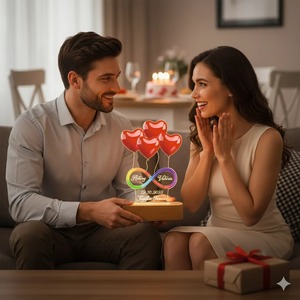 Hot Sale 3D Red Heart with <b>Rainbow</b> Infinity LED Night <b>Light</b> Romantic Acrylic Lamp for Anniversary Wedding Valentine Birthday - Product Image 5