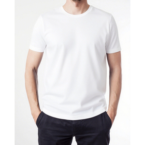 T-shirt basique pour homme, col rond, manches courtes, coupe classique, couleur unie, jersey de coton, design uni, blanc, t-shirt blanc pour homme - Product Image 1