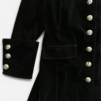 Manteau long gothique vintage en velours pour femme, style pirate vampire grunge, taille moyenne