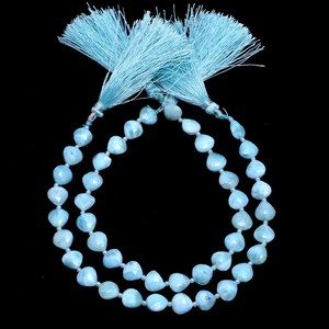 Cuentas facetadas de larimar AAA+ de 8 mm en forma de corazón, cuentas de larimar natural semipreciosas con perforación recta para la fabricación de joyas. - Product Image 2