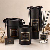 AIKUN - Juego de Velas Aromáticas y Difusores de Aroma en Cilindro Premium con Varillas de Fibra Negra, OEM ODM