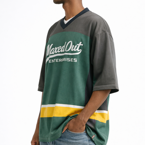 Camiseta de Fútbol Americano Oversize para Hombre, Mezcla de Algodón, Estilo Urbano con Bloques de Color, Estampado Gráfico, Personalizada, OEM, Marca Privada, Venta al por Mayor, Hecho en EE. UU. - Product Image 5