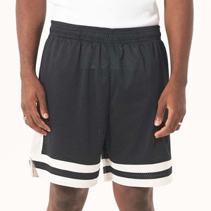 Pantalones Cortos Deportivos de Malla Negra para Hombre con Ribete Blanco, Cintura Elástica, Estilo Deportivo, Bolsillos Transpirables, Corte Medio, Ropa Deportiva - Product Image 2