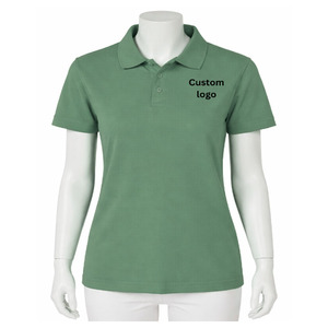Polo para Mujer, Color Sólido, 100% Algodón Jersey, Tejido de Punto, Manga Corta, Transpirable, con Botones, Corte Regular, Impresión de Logotipo Personalizado en la Parte Delantera - Product Image 4