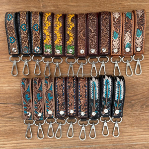 Porte-clés porte-clés en cuir usiné de conception personnalisée promotionnelle en gros porte-clés en cuir de vache durable et durable - Product Image 6