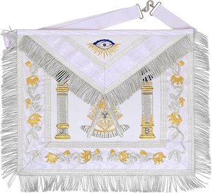 Collar de Cadena Masónico de Alta Calidad Chapado en Oro, con Bordado de Bullion de Mano y Diseño de Past Master, Blanco, Talla Única - Product Image 3