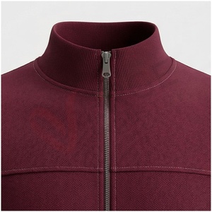 Conjunto Deportivo para Hombre Color Granate, Manga Larga, Cuello Alto, Cierre Frontal, Color Sólido, Transpirable, Corte Regular, Ropa Casual de Otoño - Product Image 4