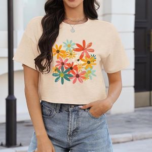 Camisetas Cortas de Verano para Mujer, Transpirables, Coloridas, con Estampado Floral, Estilo Boho, Holgadas, a la Moda - Product Image 2