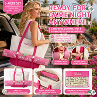 Ensemble de 3 sacs de rangement pour Mahjong, grande capacité, en toile, sac de transport pour Mahjong avec sac pour tuiles et support pour pousseur, pour les voyages et les soirées de jeu