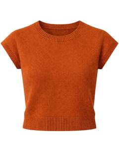 Suéter de Punto sin Mangas para Mujer, Color Naranja Óxido, Personalizado, Suave y Ligero, Cuello Redondo, Informal, Chaleco de Verano, Elegante y Moderno - Product Image 1