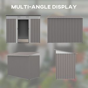 Casetta da Giardino in Metallo Grigio Chiaro 7x4 piedi con Porte Sicure con Chiusura, Ventilazione e Montaggio Facile, Telaio in Acciaio per Deposito Attrezzi da Esterno - Product Image 4