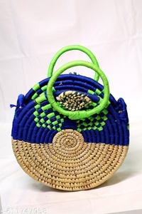 Wholesale Hand <b>Woven</b> Grass <b>Basket</b> with Festive Trim and Handle Eco Friendly Stylish Storage <b>Basket</b> Handmade Natural <b>Woven</b> - Product Image 4