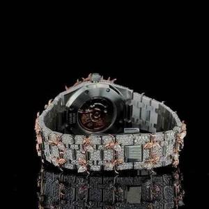 Montre VVS Hip Hop en argent sterling 925 avec diamants moissanite pour homme, montre sertie de pierres, disponible au meilleur prix - Product Image 4