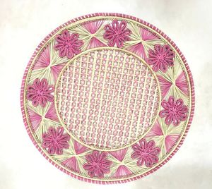 Exquisite Stylish Rustic Iraca Palm Table <b>Placemat</b> Elegant Woven Raffia <b>Navy</b> Blue Mat Creative Handcrafted Round Dining Supplies - Product Image 3