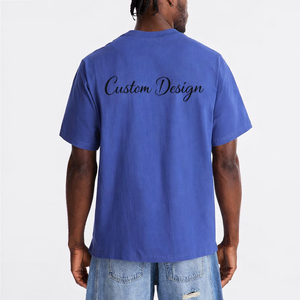 T-shirt homme en coton pur, col rond, manches courtes, délavé, style streetwear américain, dégradé de couleurs, coupe ample, printemps-été - Product Image 2