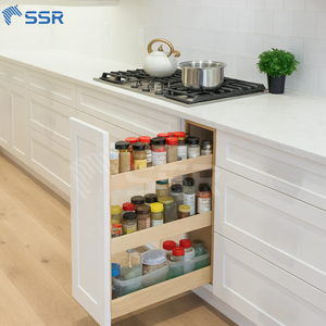 Armoires de cuisine modulaires en bois massif écologiques SSR VINA Ho Chi Minh City BSR09, étagère à épices basse, prêtes à assembler - Product Image 2