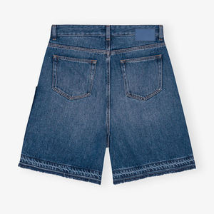 Women <b>High</b> <b>Waist</b> Denim Shorts <b>Cargo</b> Style Loose Fit Medium Wash Solid Color Casual Summer Wear - Product Image 2