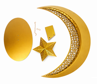Adorno Decorativo de Luna Creciente y Estrella Grandes en Dorado para Decoración de Ramadán y Eid, Ideal para Mesa y Sala de Estar
