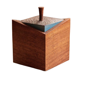 Pot de rangement en bois artisanal brun foncé durable avec couvercle pour farine, thé, café, sucre ou épices, boîte de cuisine - Product Image 5