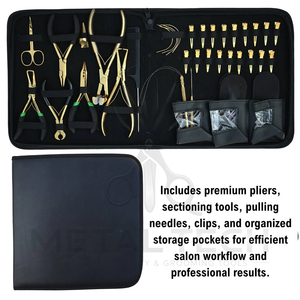 Complete Hair Extension Styling <b>Tool</b> Set With Hair Sectioning Clips Pulling Needle Pliers Comb and Storage Organizer Pouch - Product Image 6