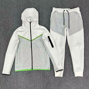 ชุดวอร์มแบบ unisex ซิปเต็มตัว มีฮู้ด แต่งสีตัดกัน กางเกงลำลอง ทรงปกติ เหมาะสำหรับฤดูใบไม้ร่วง ผลิตจากผ้าโพลีเอสเตอร์ผสมฝ้าย มีกระเป๋าข้าง - Product Image 6