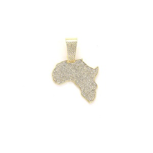 Collares de Joyería de Moda Hip Hop con Colgante de Mapa y Cadena Cubana, Colgantes de Oro, Amuleto Iced Out, Joyería Bling para Hombres - Product Image 4