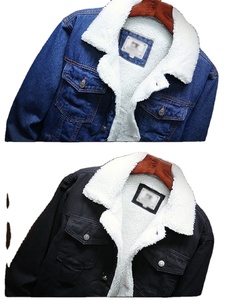 Hommes Vintage Hiver Chaud Denim Vestes Respirant Écologique Cowboy Survêtement Avant Épais Polaire Doublure Noir Bleu Plus - Product Image 4