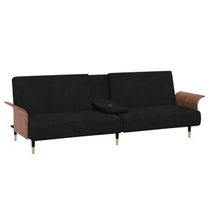 Divano Letto in Velluto Nero con Struttura in Metallo per Spazi Compatti - Product Image 5