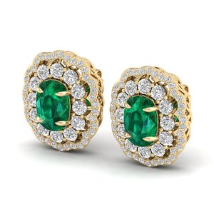REYES Cushion Cut 4.95 Carat <b>Emerald</b> Gemstone <b>Earrings</b> For Women 14K Gold IGI Certified Diamond Screw Back <b>Stud</b> <b>Earrings</b> - Product Image 5
