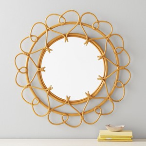 Maison hôtel décoration grands miroirs muraux bohème rond grande fleur forme rotin miroirs FBA service support - Product Image 6