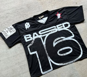 Custom Vintage Distressed Embroidered <b>Patchwork</b> Jersey-300 GSM Heavyweight Mesh Cropped Oversized Top 100% Polyester - Product Image 1