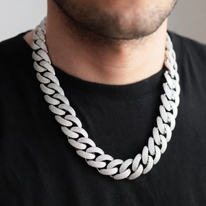 Collar de Cadena para Hombre, Chapado en Rodio, Aleación de Zinc, con Incrustaciones de Circonia Cúbica, Estilo Hip Hop - Product Image 3