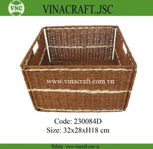 Cesta de almacenamiento de algas marinas grises naturales plegable y tejida con asas de bambú Cesta de almacenamiento de frutas diaria sostenible - Product Image 6