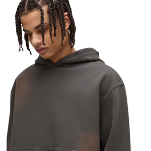 Custom <b>Men</b>’s Minimal Boxy Pullover Hoodie Side Entry <b>Pouch</b> Pocket Drawcord Free Hood Street Fashion Sweatshirt Producer - Product Image 3