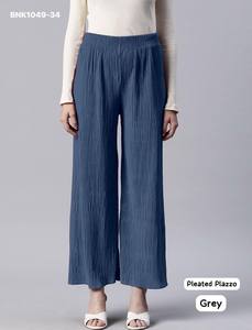 Mejor tela recién llegada LYCR con pantalones plisados sólidos y cintura elástica, proveedor de Surat, exportador de moda femenina. - Product Image 3