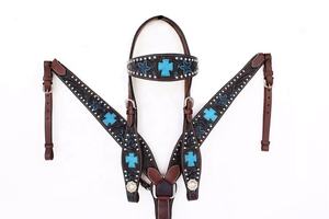 Top Seller Western Horse Products Brida de cabeza de cuero con cuentas y herramientas a mano - Product Image 2