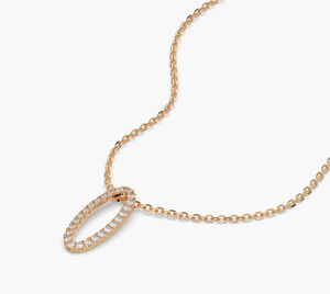 สร้อยคอจี้เพชรรูปวงรีสีทองแบบ14KT - Product Image 4